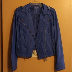 Faux Blue Leather Jacket